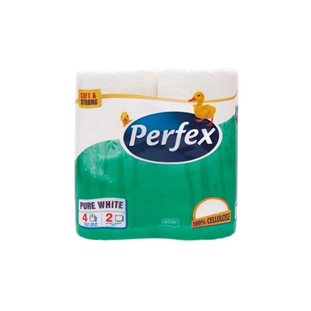 Toalettpapír 2 rétegű kistekercses 100% cellulóz 84 lap/tekercs 4 tekercs/csomag Boni Perfex