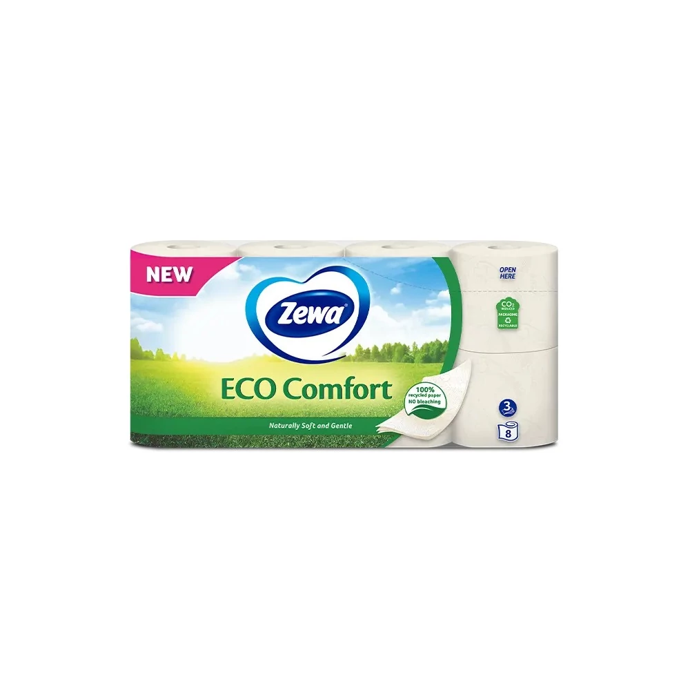 Toalettpapír 3 rétegű 150 lap/tekercs 8 tekercs/csomag Zewa Eco Comfort