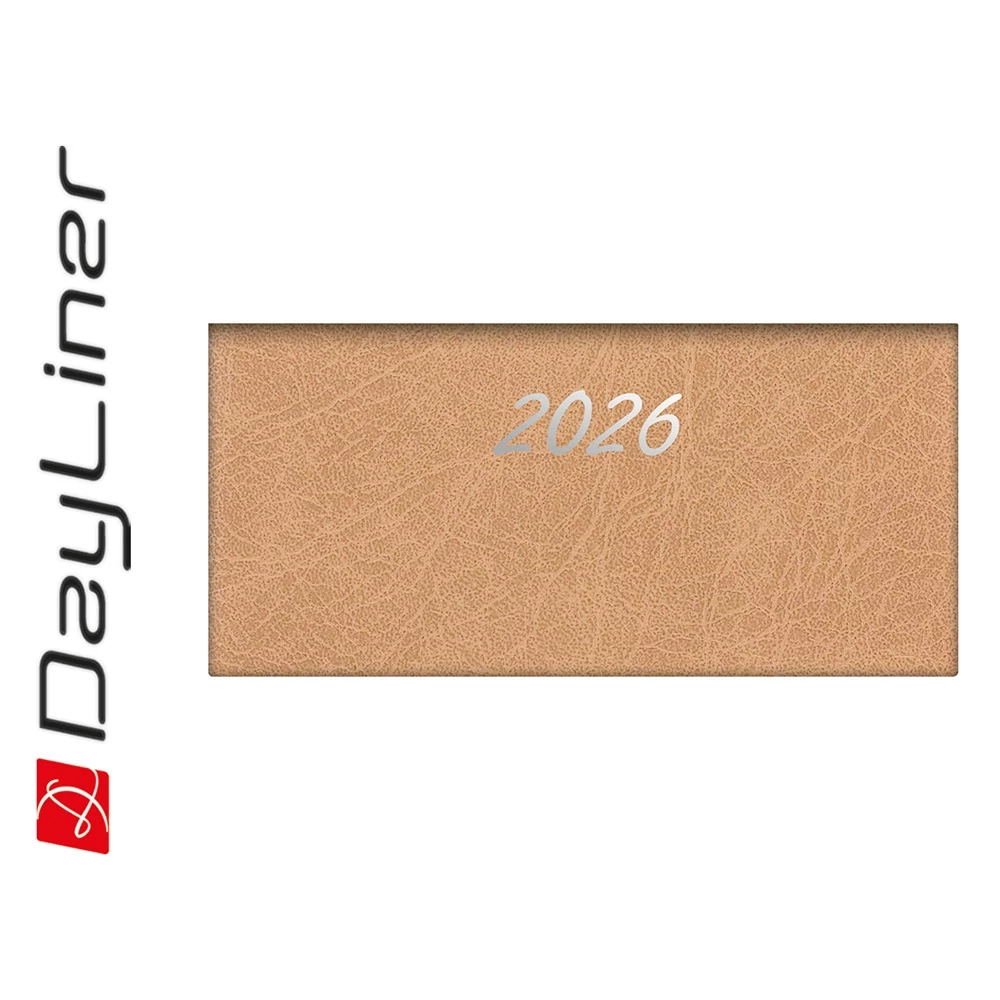 Zsebnaptár Rebel fekvő heti, krémszínű lapokkal bézs Dayliner 2026.